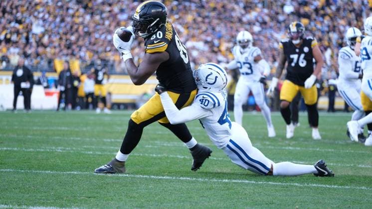 Nov 2, 2025: Darnell Washington 80 during the 2025 Steelers vs Colts game in Pittsburgh, PA. CSM Pittsburgh USA - ZUMAcp5_ 20251102_faf_cp5_293 Copyright: xJasonxPohuskix