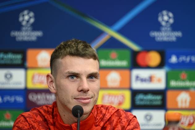 Defender David Doudera speaks during the press conference, PK, Pressekonferenz prior to Champions League 4th qualifying round match SK Slavia Praha vs Arsenal FC in Prague, Czech Republic, November 3rd, 2025. (CTKxPhoto MichalxKamaryt) CTKPhotoP2025110304363  CTKPhotoP2025110304363