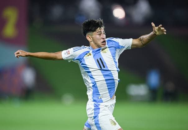Fussball, Junioren U 17 WM 2025 Vorrunde 03.11.2025 Gruppe D Argentinien - Belgien JUBEL Argentinien; Torschuetze zum 1-0 Ramiro Tulian
