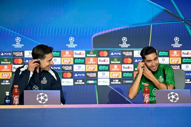 Atletico de Madrid v Royale Union Saint-Gilloise - UEFA Champions League Media Activities 03 11 2025 MADRID, SPAIN - NOVEMBER 03 : Hubert David head coach of Union Saint-Gilloise and Ait El Hadj Anouar midfielder of Union Saint-Gilloise talking to the press during a press conference, PK, Pressekonferenz ahead of the UEFA Champions League 2025 26 League Phase MD4 match between Atletico de Madrid and Royale Union Saint-Gilloise on November 3, 2025 in Madrid, Spain, 03 11 2025 Madrid Spain  Copyright: xJanxDexMeuleneirx