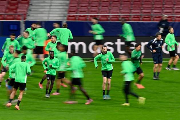 Atletico de Madrid v Royale Union Saint-Gilloise - UEFA Champions League Media Activities 03 11 2025 MADRID, SPAIN - NOVEMBER 03 : Burgess Christian defender of Union Saint-Gilloise and the players of Union Saint-Gilloise pictured during a training session ahead of the UEFA Champions League 2025 26 League Phase MD4 match between Atletico de Madrid and Royale Union Saint-Gilloise on November 3, 2025 in Madrid, Spain, 03 11 2025 Madrid Spain  Copyright: xJanxDexMeuleneirx
