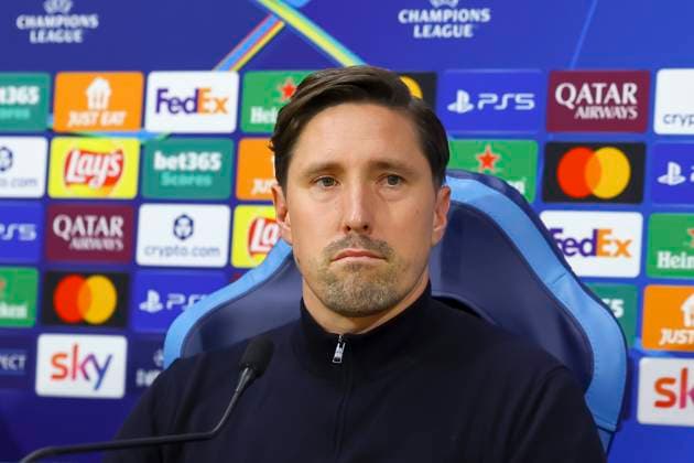 SSC Napoli training Jan Fieber second coach during press conference, PK, Pressekonferenz PK, Pressekonferenz ahead of the UEFA Champions League 2025 26 League Phase MD4 against SSC Napoli at Stadio Maradona on November 3, 2025 in Naples ABPH0001 _1 Copyright: xAntonioxBalascox
