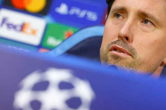 SSC Napoli training Jan Fieber second coach during press conference, PK, Pressekonferenz PK, Pressekonferenz ahead of the UEFA Champions League 2025 26 League Phase MD4 against SSC Napoli at Stadio Maradona on November 3, 2025 in Naples ABPH0001 _13 Copyright: xAntonioxBalascox