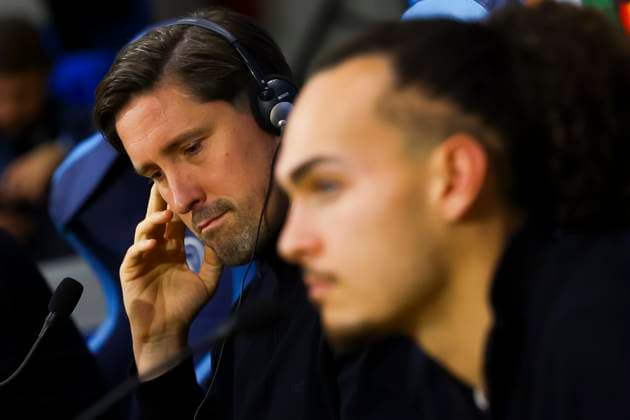 SSC Napoli training Jan Fieber second coach during press conference, PK, Pressekonferenz PK, Pressekonferenz ahead of the UEFA Champions League 2025 26 League Phase MD4 against SSC Napoli at Stadio Maradona on November 3, 2025 in Naples ABPH0001 _20 Copyright: xAntonioxBalascox