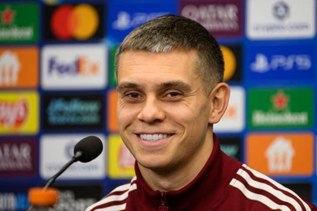 Leandro Trossard of Arsenal speaks at the press conference, PK, Pressekonferenz prior to Champions League 4th qualifying round match SK Slavia Praha vs Arsenal FC in Prague, Czech Republic, November 3rd, 2025. (CTKxPhoto MichalxKamaryt) CTKPhotoP2025110306947  CTKPhotoP2025110306947