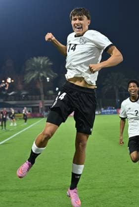 Germany v Colombia: Group G - FIFA U-17 World Cup Qatar 2025 Toni LANGSTEINER of Germany celebrate after scoring goal during the FIFA U-17 World Cup Qatar 2025 Group G match between Germany and Colombia in Doha, Qatar, on November 4, 2025 DOHA Qatar Copyright: xNOUSHADx