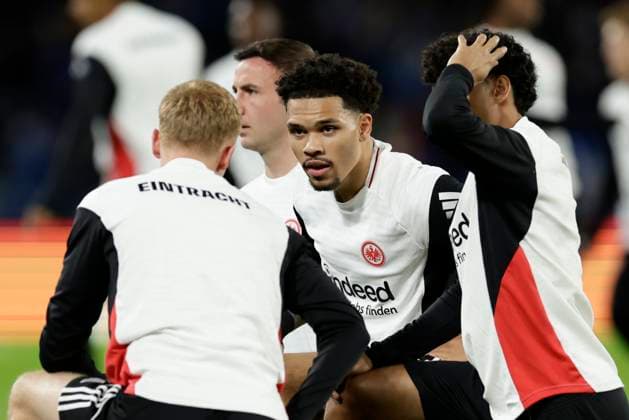 UCL MD4 SSC Napoli vs Eintracht Frankfurt Eintracht Frankfurt s German defender Nnamdi Collins before match UEFA Champions League 2025 26 League Phase MD4 SSC Napoli vs Eintracht Frankfurt at Stadio Maradona on November 4, 2025 in Naples _BPH7493 Copyright: xAntonioxBalascox