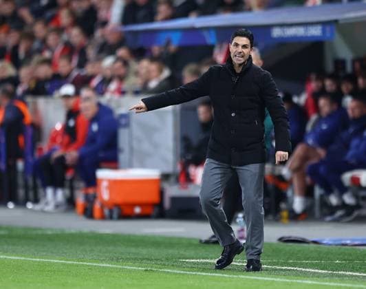 Mikel Arteta manager of Arsenal Slavia Prague v Arsenal, UEFA Champions League, Group Stage, Football, Fortuna Arena, Prague, Czechia - 04 Nov 2025Prague Fortuna Arena Czech Republic EDITORIAL USE ONLY No use with unauthorised audio, video, data, fixture lists, club league logos or live services. Online in-match use limited to 120 images, no video emulation. No use in betting, games or single club league player publications. Copyright: xMichaelxZemanek Shutterstockx 15642030l