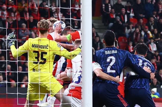 Lukas Provod of Slavia Prague with a handball in a penalty box Slavia Prague v Arsenal, UEFA Champions League, Group Stage, Football, Fortuna Arena, Prague, Czechia - 04 Nov 2025Prague Fortuna Arena Czech Republic EDITORIAL USE ONLY No use with unauthorised audio, video, data, fixture lists, club league logos or live services. Online in-match use limited to 120 images, no video emulation. No use in betting, games or single club league player publications. Copyright: xMichaelxZemanek Shutterstockx 15642030p