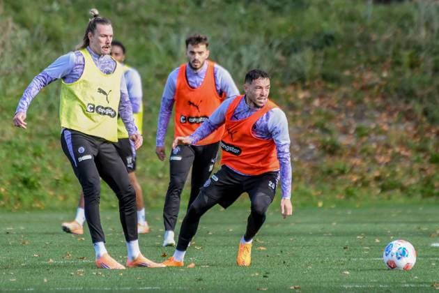 Jackson Irvine Mathias Pereira Lage ( Pauli ) Deutschland , Hamburg , Trainingsgelände an der Kollaustrasse , Fussball , 1. Bundesliga , Training des FC St Pauli