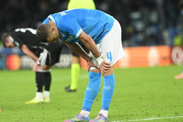 Alessandro Buongiorno of SSC Napoli disappointed at the end of the race during the Uefa Champions League match between SSC Napoli vs Eintracht Frankfurt at Diego Armndo Maradona Stadium  Copyright: xDaniloxGemito IPAxSportx xipa-agency.netx xx IPA_67526646 IPA_Agency_IPA67526646