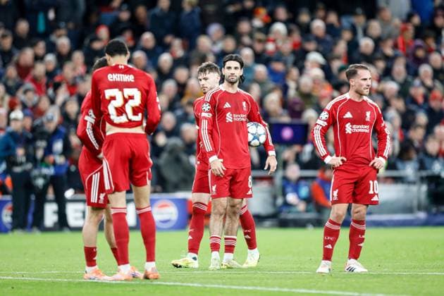 Liverpool v Real Madrid UEFA Champions League Dominik Szoboszlai of Liverpool and his teammates during the UEFA Champions League match at Anfield, Liverpool UK Newspapers OUT Copyright: xMaxxTomlinsonx FIL-22464-0061
