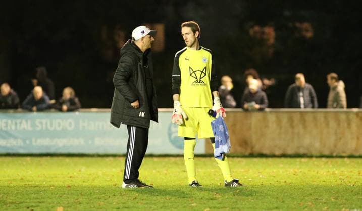 RECORD DATE NOT STATED Fußball, Saison 2025 2026, Lotto-Pokal, Hamburg, 4. Runde, Spielvereinigung Blankenese - TuS Dassendorf. Marcel Köhler (Blankenese, r.). Blankenese Hamburg