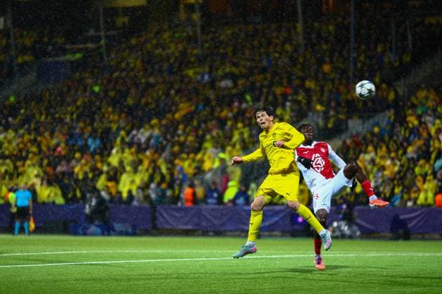Football, Champions League 2025 2026 Bodo Glimt Monaco Bodo 20251104 Bodo Glimts Sondre Brunstad Fet and Monacos Mamadou Coulibaly during the Champions League football match between Bodo Glimt and Monaco at Aspmyra Stadium Photo Mats Torbergsen NTB Bodo Norway EDITORIAL USE ONLY RESTRICTED USE FOR BETTING COMPANIES  Copyright: xMatsxTorbergsenx xNTBx