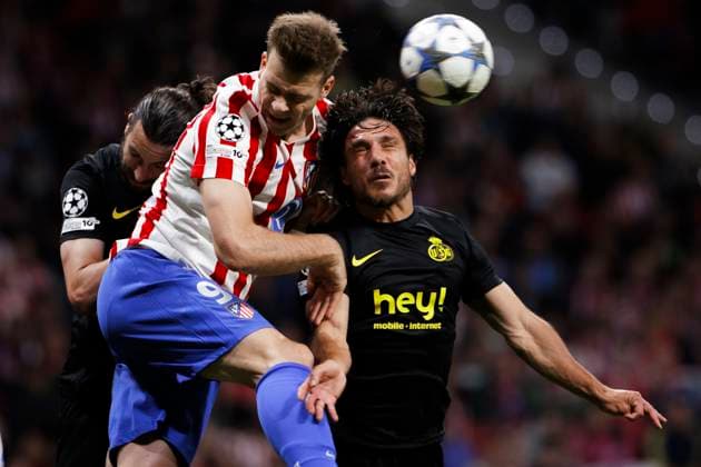 UEFA champions league - Atletico de Madrid vs Union Saint-Gilloise MADRID,SPAIN - 4 November:Alexander Sorloth of Atletico de Madrid and Kevin Mac Allister of Union Saint-Gilloise fight for the ball during UEFA champions league 2025 26 match between Atletico de Madrid and Union Saint-Gilloise at Riyadh Air Metropolitano Stadium. (Photo by Guille Martinez f22photo) Madrid Riyadh Air Metropolitano Stadium Spain Copyright: xGuillermoxMartinezx