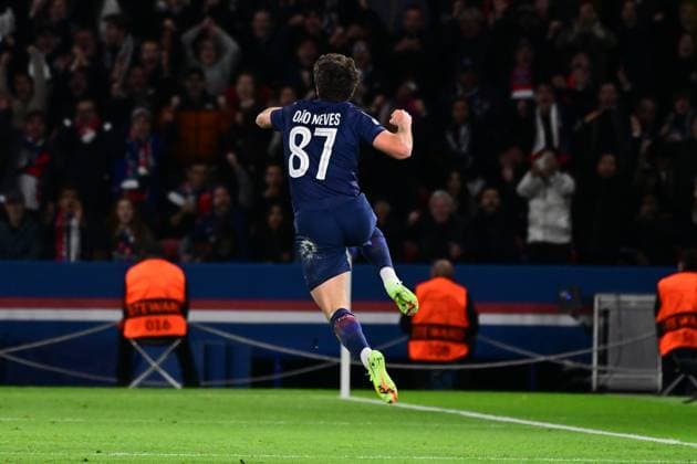 FOOTBALL : PSG vs Bayern Munich - Ligue des Champions - 04 11 2025 Joao Pedro Goncalves Neves ( 87 - PSG ) celebrates after scoring during the UEFA Champions League match between Paris Saint Germain and FC Bayern Munich at Parc Des Princes on November 04 , 2025 in Paris, France. ( Photo by Federico Pestellini PsnewZ ) ParisFrance  Copyright: xFedericoxPestellinix
