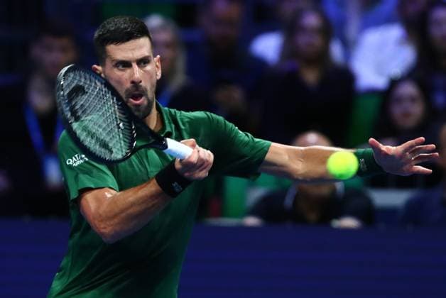 Hellenic Championship ATP, Tennis Herren 250 - Novak Djokovic in action against Alejandro Tabilo during the Hellenic Championship ATP 250 tennis match held in OAKA Stadium in Athens, Greece, 4 November 2025. IMAGO ONE INCH PRODUCTIONS ATHENS Greece Copyright: xONExINCHxPRODUCTIONSx 6718479
