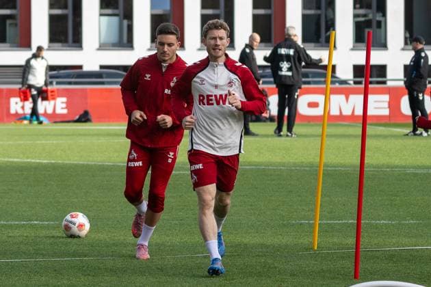 05.11.2025, Fussball: 1. Bundesliga, Saison 2025 2026, oeffentliches Training, 1. FC Koeln auf dem Trainingsgelände am Geissbockheim in Koeln. Said El Mala (1. FC Koeln, 13) und Florian Kainz (1. FC Koeln, 11) beim Athletikprogramm. Foto: Kirchner-Media TH Copyright: xKirchner-Media THx