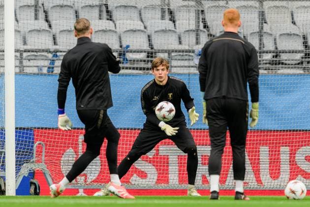 251105 Goalkeeper Melker Ellborg during a UEFA Europa League training session with Malmö FF on November 5, 2025 in Malmö. Photo: Petter Arvidson BILDBYRAN kod PA PA1105 fotboll football soccer fotball uefa europa league europa league träning practice training malmö ff bbeng Copyright: PETTERxARVIDSON BB251105PA051