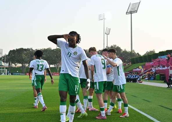 Panama v Republic of Ireland : Group J - FIFA U-17 World Cup Qatar 2025 Jaden Umeh of Republic of Ireland celebrates after scoring a goal during the FIFA U-17 World Cup Qatar 2025 Group J match between Panama and Republic of Ireland in Doha, Qatar, on November 5, 2025. DOHA Qatar Copyright: xNOUSHADx