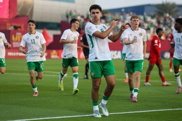 2025 FIFA Under 17 World Cup Group J, Aspire Zone Pitch 3, Doha, Qatar 5 11 2025 Panama vs Republic of Ireland Ireland s Kian McMahon-Brown celebrates after he scores his sides 2nd goal of the match Kian McMahon-Brown celebrates after he scores his sides 2nd goal of the match 5 11 2025  Copyright: x INPHOx IMG_5411