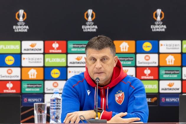 BELGRADE - EUROPA LEAGUE - BELGRADE -LOSC - CONFERENCE DE PRESSE PHOTOPQR VOIX DU NORD PASCAL BONNIERE ; 05 11 2025 ; BELGRADE 05.11.2025 europa League , conference de presse de l equipe de Belgrade avant le match contre le LOSC. Vladan Milojeviic coach Photo Pascal Bonniere La voix Du Nord press conference, PK, Pressekonferenz europa League in BELGRADE on November 5, 2025 HAUTS DE FRANCE France  Copyright: xPHOTOPQR VOIXxDUxNORD MAXPPPxPASCALxBONNIEREx 20251105VDN7563 20251105VDN7563