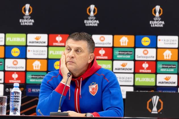 BELGRADE - EUROPA LEAGUE - BELGRADE -LOSC - CONFERENCE DE PRESSE PHOTOPQR VOIX DU NORD PASCAL BONNIERE ; 05 11 2025 ; BELGRADE 05.11.2025 europa League , conference de presse de l equipe de Belgrade avant le match contre le LOSC. Vladan Milojeviic coach Photo Pascal Bonniere La voix Du Nord press conference, PK, Pressekonferenz europa League in BELGRADE on November 5, 2025 HAUTS DE FRANCE France  Copyright: xPHOTOPQR VOIXxDUxNORD MAXPPPxPASCALxBONNIEREx 20251105VDN7566 20251105VDN7566