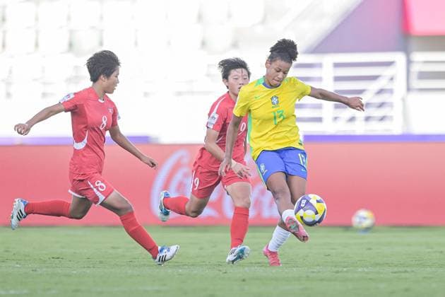 CALCIO - FIFA Mondiali - U17, U 17 Women - Semifinal - Brazil vs North Korea 13 Maria (Forward) of Brazil U-17 is in action during the FIFA U-17 Women s World Cup Morocco 2025 Semifinal match between Brazil and Korea DPR in Rabat, Morocco, on November 5, 2025, at the Olympic Stadium Morocco Morocco  Copyright: xIPAxSport ABACAx