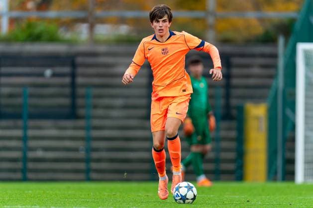 2025-11-05 Club Brugge KV v FC Barcelona, Barca - UEFA Youth League 2025 26 ROESELARE, BELGIUM - NOVEMBER 5: Andres Cuenca of FC Barcelona in action during the UEFA Youth League 2025 26 match between Club Brugge KV and FC Barcelona at The NEST on November 5, 2025 in Roeselare, Belgium. Roeselare The NEST Belgium Content not available for redistribution in The Netherlands directly or indirectly through any third parties. Copyright: xJorisxVerwijstx