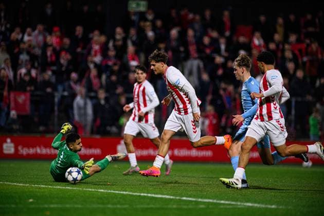 COLOGNE, GERMANY - 5 NOVEMBER, 2025: Alessandro Puzzo, goal - The football match of UEFA Youth League 1.FC Koeln vs Racing FC Union at Franz Kremer Stadium.  Copyright: xVITALIIxKLIUIEVx
