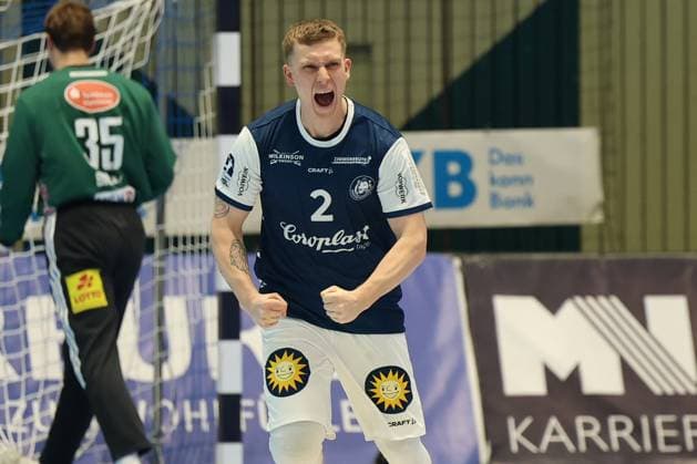 GER, 1.DHB-Pokal, Achtelfinale, bergischer HC vs. TSV Hannover-Burgdorf, 05.11.2025, Unihalle, Wuppertal, GER, 1.DHB-Pokal, Achtelfinale, bergischer HC vs. TSV Hannover-Burgdorf, , im Bild: Torjubel Jubel Jubellauf, Noah Beyer (BHC 2),