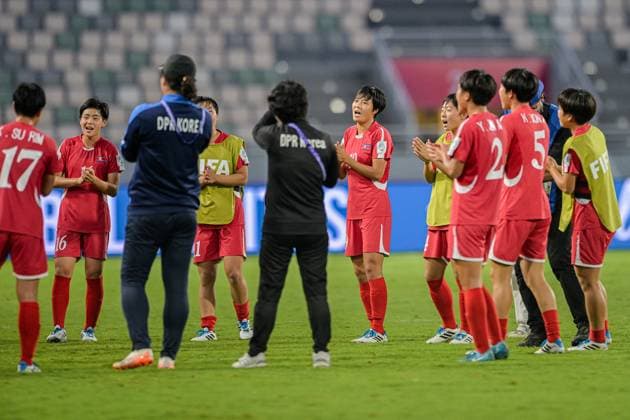 CALCIO - FIFA Mondiali - U17, U 17 Women - Semifinal - Brazil vs North Korea The Korea DPR celebrate reaching the finals during the FIFA U-17 Women s World Cup Morocco 2025 Semifinal match between Brazil and Korea DPR in Rabat, Morocco, on November 5, 2025, at the Olympic Stadium Morocco Morocco  Copyright: xIPAxSport ABACAx