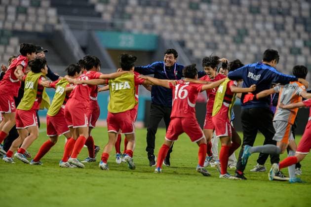 CALCIO - FIFA Mondiali - U17, U 17 Women - Semifinal - Brazil vs North Korea The Korea DPR celebrate reaching the finals during the FIFA U-17 Women s World Cup Morocco 2025 Semifinal match between Brazil and Korea DPR in Rabat, Morocco, on November 5, 2025, at the Olympic Stadium Morocco Morocco  Copyright: xIPAxSport ABACAx