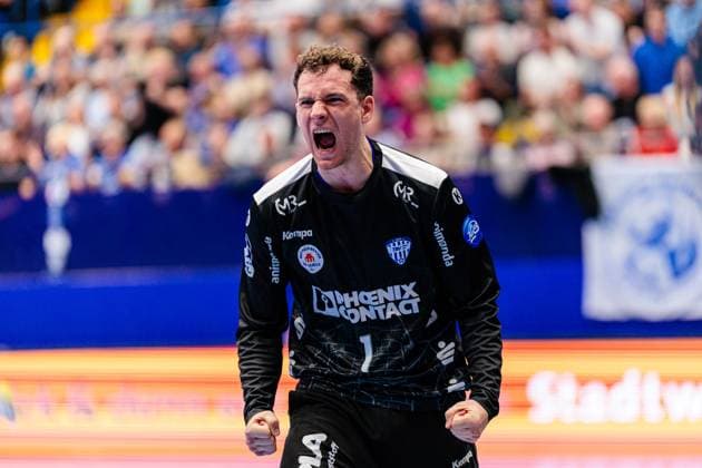 Constantin Moestl (TBV Lemgo Lippe, 01) jubelt freut sich GER, TBV Lemgo Lippe vs. VfL Gummersbach, Handball, DHB-Pokal, 3. Spieltag, Spielzeit 2025 2026, 05.11.2025 GER, TBV Lemgo Lippe vs. VfL Gummersbach, Handball, DHB-Pokal, 3. Spieltag, Spielzeit 2025 2026, 05.11.2025 Lemgo Copyright: xEibner-Pressefoto JanxRollingerx EP_JSK