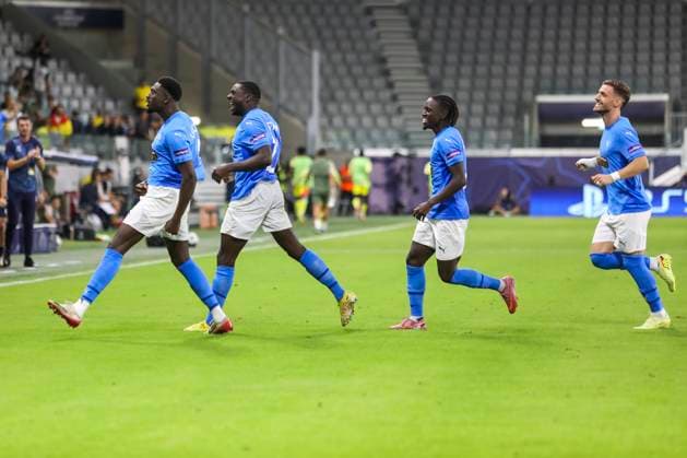 UEFA Champions League : Pafos vs Villarreal Pafos palyers celebrate the goal they scored. Pafos plays against Villarreal for the matchday 4 of the League Phase of the UEFA Champions League competition, Limassol, Cyprus, on Nov. 5, 2025. Limassol Cyprus Copyright: xKOSTASxPIKOULASx