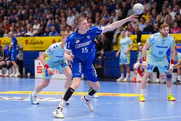 05.11.2025, xydrx, Handball, Achtelfinale DHB Pokal, TBV Lemgo Lippe - VfL Gummersbach, PHOENIX Contact-Arena: Niels Versteijnen (TBV Lemgo Lippe 25) Nordrhein-Westfahlen Deutschland