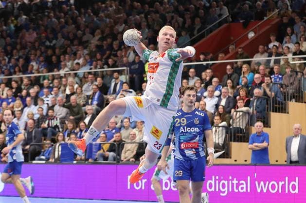 05.11.2025, xtgx, Handball, DHB Pokal 3. Runde, TV Großwallstadt - SC Magdeburg v.l. Magnus Saugstrup (Magdeburg, 23) wirft Tor, Torschuetze, erzielt Tor, Treffer, scores the goal Elsenfeld