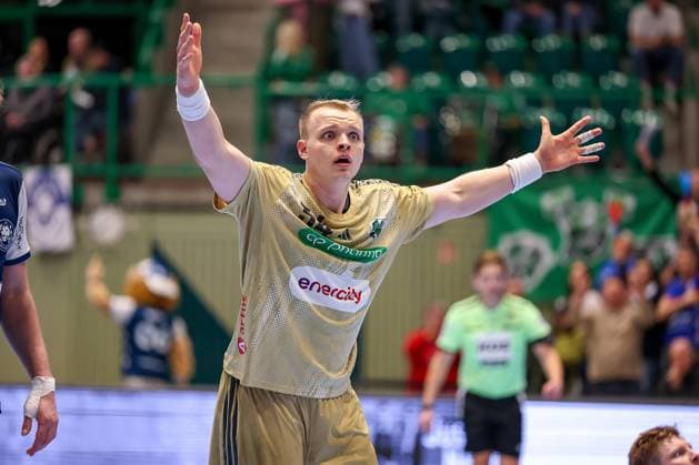05.11.2025, Handball, Achtelfinale DHB-Pokal, Bergischer HC - TSV Hannover-Burgdorf, Unihalle Wuppertal: Justus Fischer (TSV Hannover Burgdorf 54) gestikulierend Nordrhein-Westfalen Deutschland