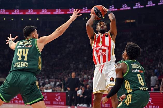 CRVENA ZVEZDA vs PANATHINAIKOS JARED BUTLER, basketball player of Crvena zvezda, during the Euroleague match against Panathinaikos, at Belgrade Arena. Belgrade, 05.11.2025. photo: MN Press photo BASKETBALL, EUROLEAGUE, CRVENA ZVEZDA, PANATHINAIKOS Belgrade Belgrade Arena Serbia Copyright: xMarkoxMetlasx xMNxPressx