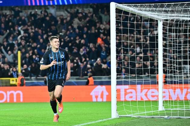 Club Brugge v Barcelona - UEFA Champions League BRUGGE, BELGIUM - NOVEMBER 05 : Tresoldi Nicolo forward of Club Brugge celebrating scoring a goal during the UEFA Champions League 2025 26 League Phase MD4 match between Club Brugge and Barcelona on November 5, 2025 in Brugge, Belgium, 05 11 2025 Brugge Belgium  Copyright: xPeterxDexVoechtx