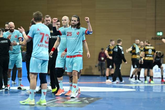 Olle Forsell Schefvert (MT Melsungen , 25) HC Elbflorenz 2006 vs. MT Melsungen, DHB-Pokal Herren, Spielzeit 2025 2026, 05.11.2025 HC Elbflorenz 2006 vs. MT Melsungen, DHB-Pokal Herren, Spielzeit 2025 2026, 05.11.2025 Dresden Copyright: xEibner-Pressefoto xHoepnerx EP_PHR