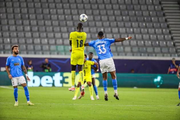 UEFA Champions League : Pafos vs Villarreal PAPE GUEYE of Villarreal and ANDERSON of Pafos compete for the ball. Pafos plays against Villarreal for the matchday 4 of the League Phase of the UEFA Champions League competition, Limassol, Cyprus, on Nov. 5, 2025. Limassol Cyprus Copyright: xKOSTASxPIKOULASx