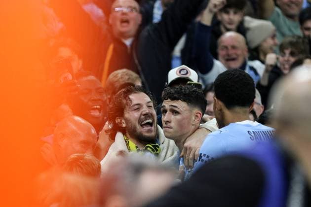 Phil Foden (47 Manchester City) celebrates his goal during the UEFA Champions League match between Manchester City and Borussia Dortmund at Etihad Stadium in Manchester, England on November 5th 2025. Copyright: xSeanxChandlerx xSPPx Sportspressphoto_SPR57258