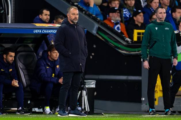 2025-11-05 Club Brugge KV v FC Barcelona, Barca - UEFA Champions League 2025 26 League Phase MD4 BRUGES, BELGIUM - NOVEMBER 5: Head coach Hansi Flick of FC Barcelona during the UEFA Champions League 2025 26 League Phase MD4 match between Club Brugge KV and FC Barcelona at Jan Breydelstadion on November 5, 2025 in Bruges, Belgium. Bruges Jan Breydelstadion Belgium Content not available for redistribution in The Netherlands directly or indirectly through any third parties. Copyright: xJorisxVerwijstx