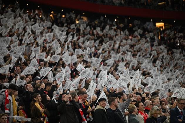 Ajax v Galatasaray - UEFA Champions League AMSTERDAM, NETHERLANDS - NOVEMBER 05: Fans of Ajax show their support during the UEFA Champions League week 4 football match between Ajax and Galatasaray at Johan Cruijff Arena in Amsterdam, Netherlands on November 05, 2025. Dursun Aydemir Anadolu Amsterdam Netherlands. Editorial use only. Please get in touch for any other usage.  Copyright: x2025xAnadoluxDursunxAydemirx