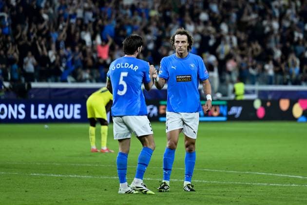 November 5, 2025, Limassol, Limassol, Cyprus: DAVID GOLDAR (5) and DAVID LUIZ (4) of Pafos react during the UEFA Champions League phase matchday 4 game beetwen Pafos FC and Villareal FC at Alphamega Stadium in Limassol,Cyprus on 05 of November r 2025 Limassol Cyprus - ZUMAk195 20251105_znp_k195_010 Copyright: xXenophonxKarakalosx