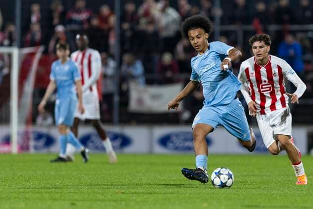 UEFA Youth-League: 1. FC Köln - Racing FC Union Luxemburg; 05.11.2025 Joachim Ngaleu (Racing FC Union Luxemburg U19, 8) UEFA Youth-League, Rückspiel des Meisterwegs Runde 2, 1. FC Köln - Racing FC Union Luxemburg, am 05.11.2025, Franz-Kremer-Stadion, Köln Copyright: xBEAUTIFULxSPORTS Meuselx