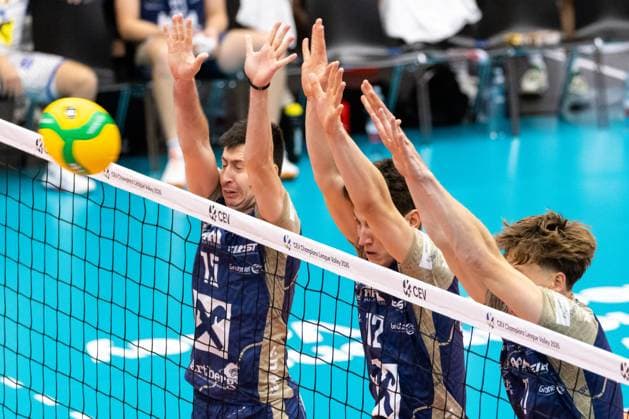 VOLLEYBALL - CEV CL, Hartberg vs Kragujevac HARTBERG,AUSTRIA,05.NOV.25 - VOLLEYBALL - CEV Champions League, TSV Hartberg vs Radnicki Kragujevac. Image shows Djordje Knezevic (Hartberg).  GEPAxpictures xJamesxDoak