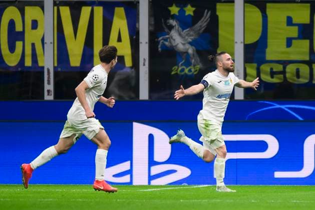 FC Internazionale v FC Kairat Almaty - UEFA Champions League Ofri Arad of FC Kairat Almaty celebrates after scoring a goal during the UEFA Champions League 2025 26 league phase football match between FC Internazionale and FC Kairat Almaty. Milan Italy Copyright: xNicolòxCampox