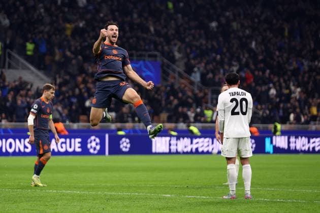 Carlos Augusto (Fc Internazionale) celebrates after scoring his team s second goal, UEFA Champions League 2025 26 League Phase MD4, FC Internazionale Milano v FC Kairat Almaty, Stadio Giuseppe Meazza (San Siro), November 5, 2025, Milan, Italy.